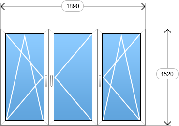 Трехстворчатое окно 1890-1520