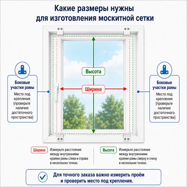 какие размеры нужны для москитной сетки
