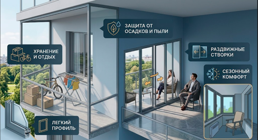 Почему стоит выбрать холодное остекление