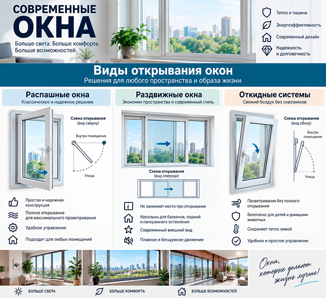 виды открывания окон